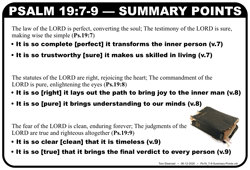 Ps.19:7-9 Summary Points