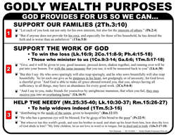 Godly Wealth Purposes